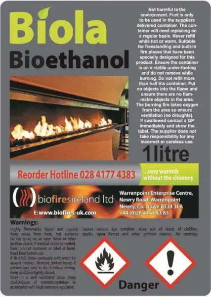 48L Biola Premium Bioethanol Fuel. Clean and Odour Free Fireplace Fuel