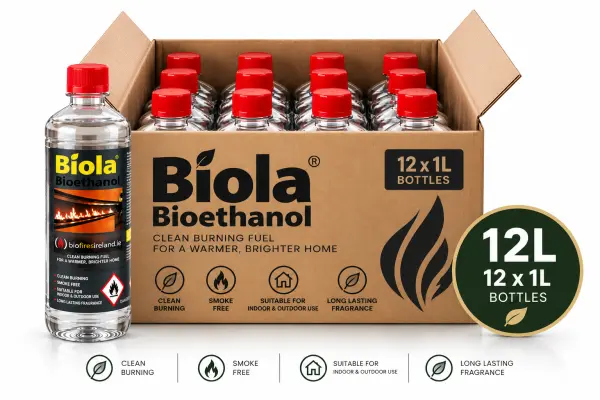 12L Biola Premium Bioethanol Fuel. Clean Burning Fire and Burner Fuel