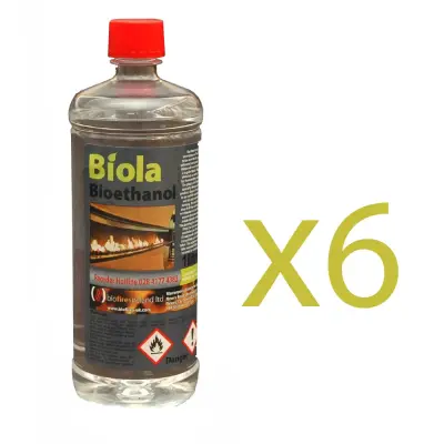 6 x 1 L set d'essai FLAMBIOL® bioéthanol, Bioéthanol 96,6%, Bioéthanol, Combustibles